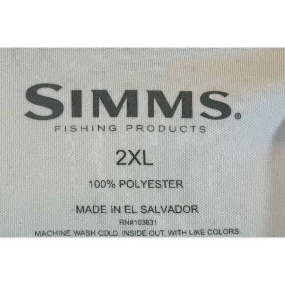 Simms Fly Fishing UPF 50+ Trout Tech White Tee T-Shirt Men’s XXL - Picture 5 of 9